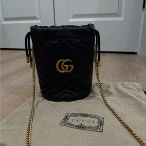 Gucci Black and Gold Mini Bag with Quilted Texture